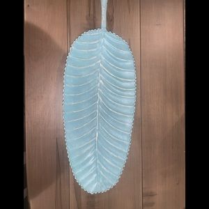 Metal feather green goldish silverish accents